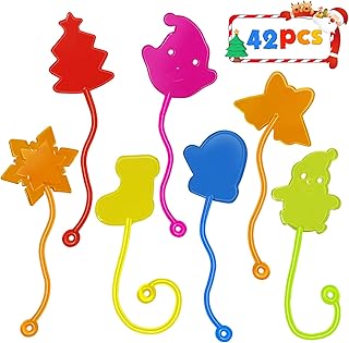 Christmas Sticky Hands Bulk 42PCS Christmas Party Favors for Kids Stocking Stuffers for Kids Stretchy Sticky Hand Toy Goodie Bag Stuffers Fillers Toys Classroom Prizes Carnival Birthday Party Supplies
