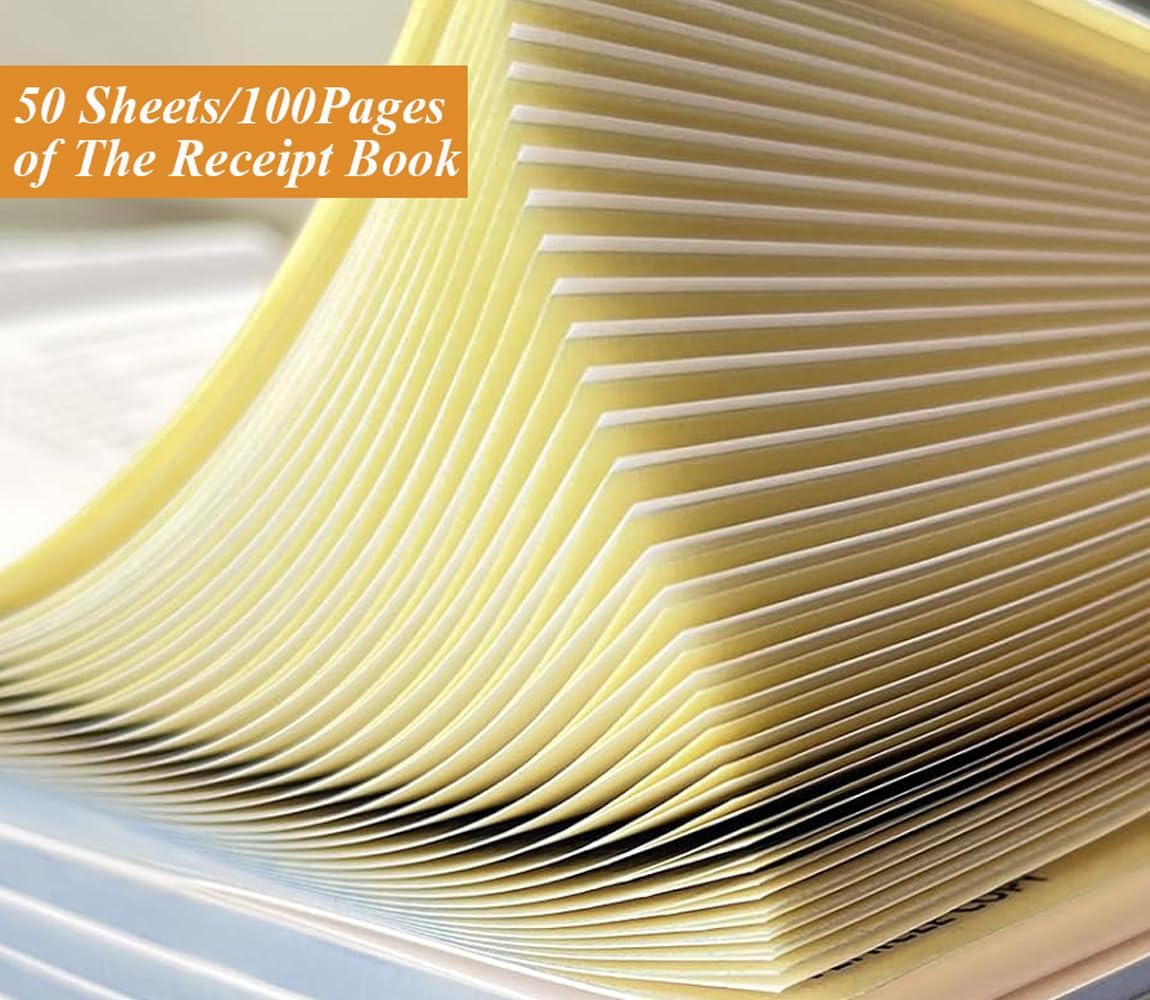 (2-Pack) Invoice Receipt Book with Cardboard 2-Part Carbonless, 5.5" x 8.5" Order Forms, 100 Sheets Carbonless Sales Invoice Book for Small Business