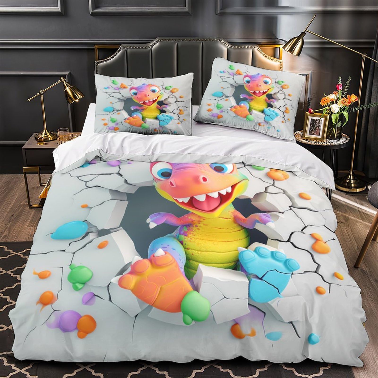 Parure de lit hypoallergique et douce avec housse de couette 3D Cocker