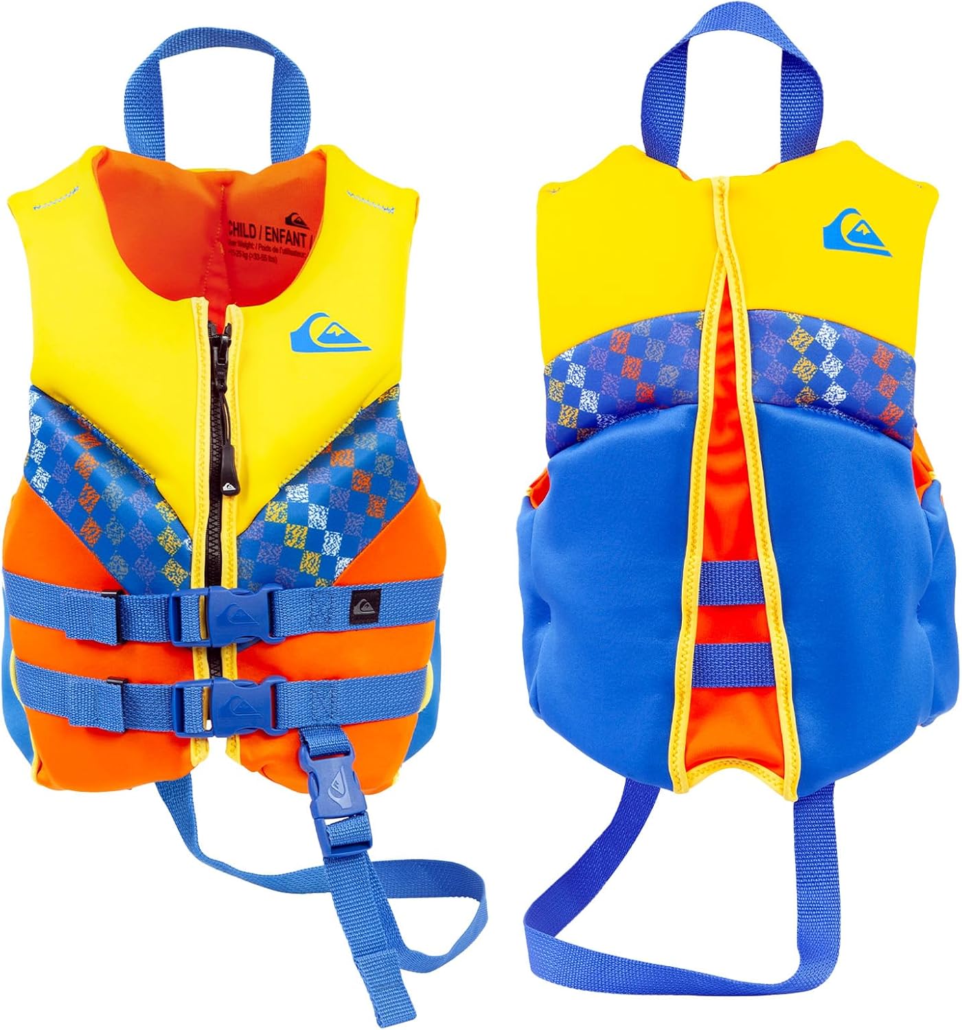 QUIKSILVER Life Jacket for Youth/Kids/Toddler, USCG and Transport Canada Approved Type III PFD, Evoprene UV Resistant Life Vest for Waterskiing, Rafting, Boating Kayaking Paddleboarding Watersports