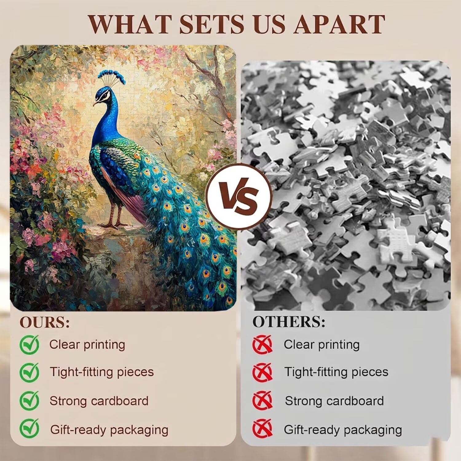 Puzzle 3000 Pezzi Classici, Puzzle Pavone giardino 122 x 81 cm, Gioco Educativo e Antistress in Legno con Poster Incluso, Ttività DIY per Famiglia, Regalo per Appassionati, Decor Parete Casa, f0-587
