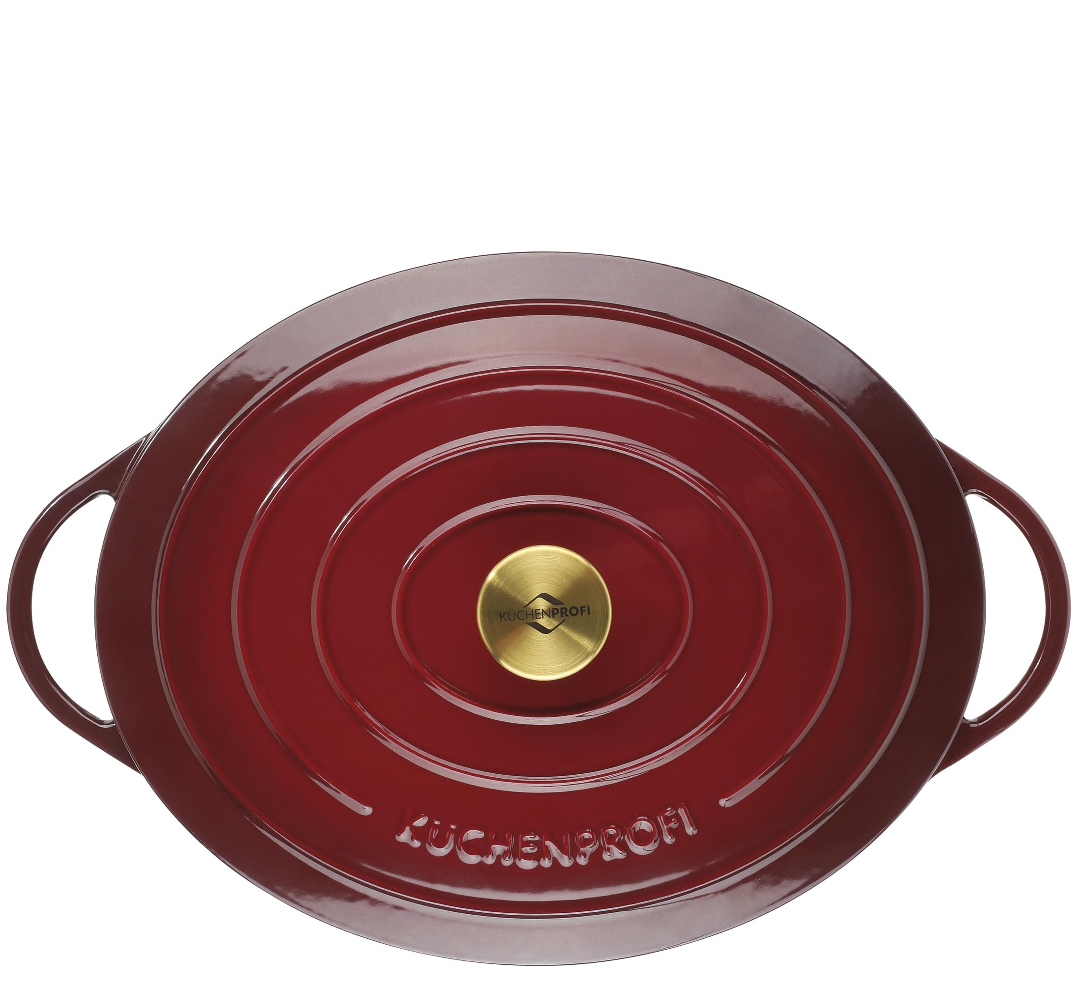 KÜCHENPROFI Gusseisen Bräter oval mit Deckel, 33 cm, emailliert, médoc | Schmortopf, für Backofen und Grillgerät, induktionsgeeignet, energieeffizient, pflegeleicht, emailliert