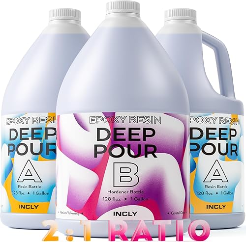 Miniatura 9 de INCLY Deep Pour - Kit de resina epoxi de 3 galones, resina de vertido profundo de 2 a 4 pulgadas, alto brillo y sin burbujas, para mesa de río de