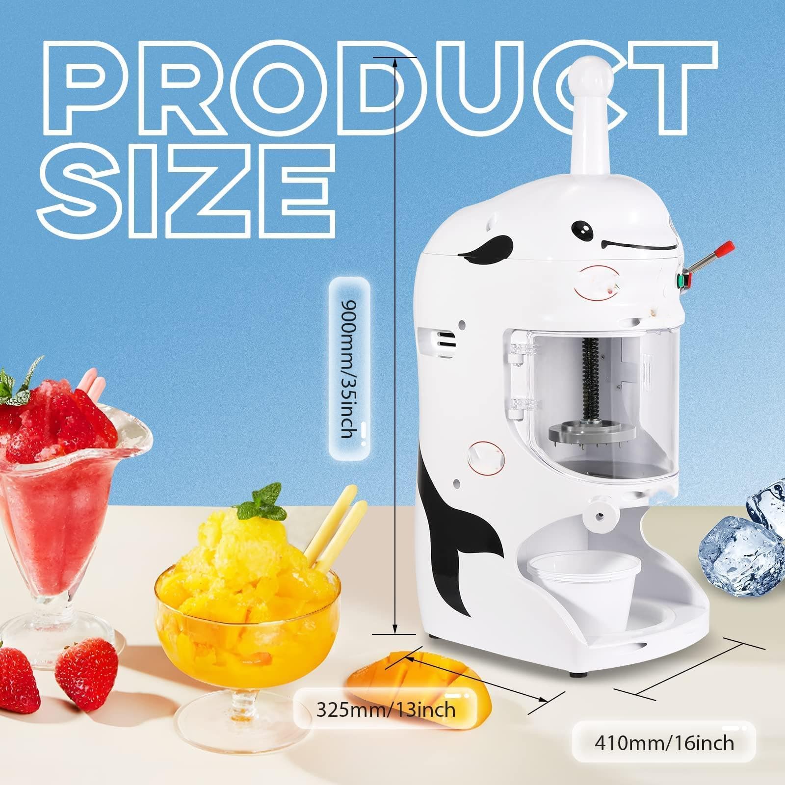 Amazon | 業務用かき氷機、90kg/h 電動かき氷マシン、12本ステンレス鋼
