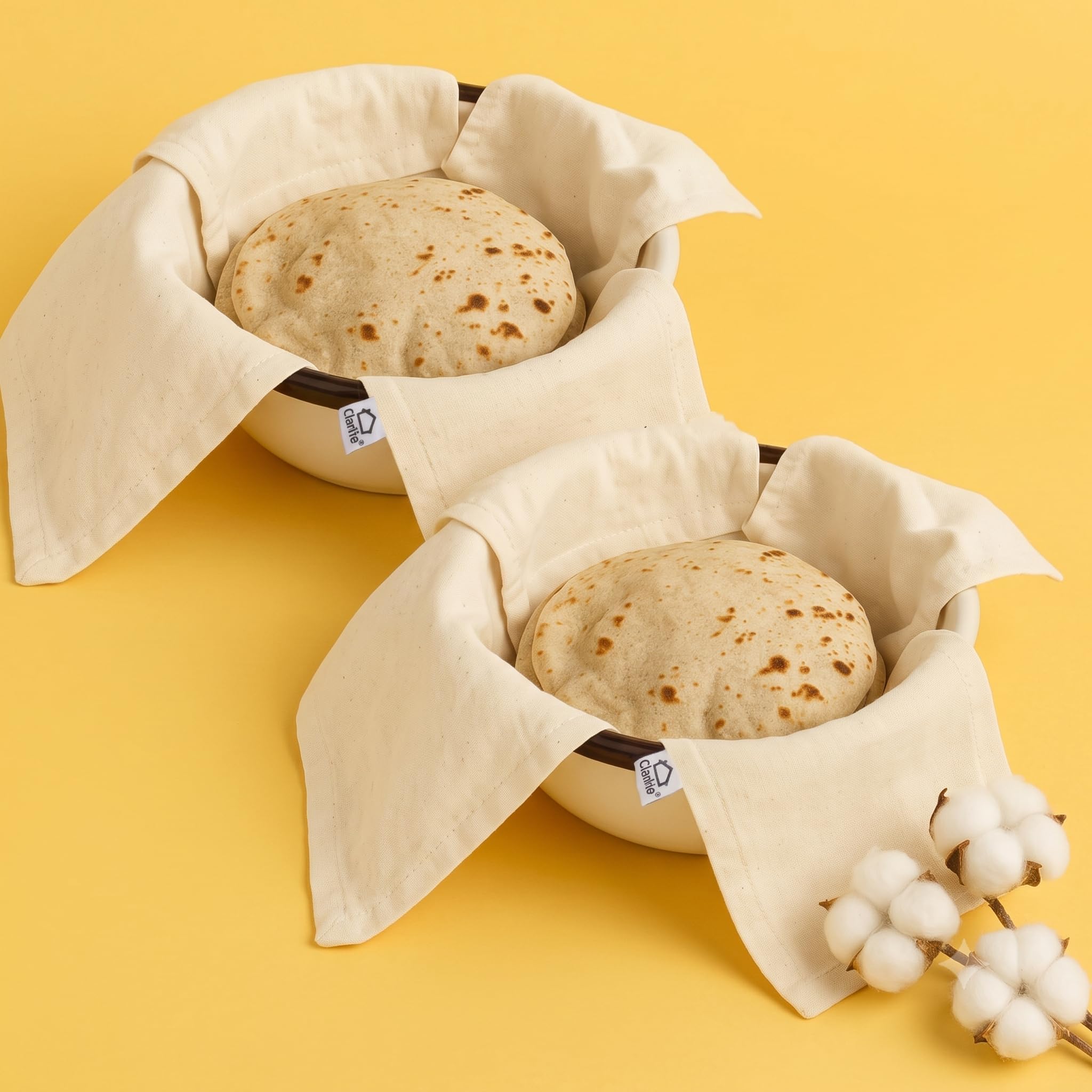 Cotton Double Layer Roti Clothes Wrap with Flaps Muslin Cloth for chapati for hot case Kitchen Chapati Cloth wrap roti Cloth (Standard, 2)