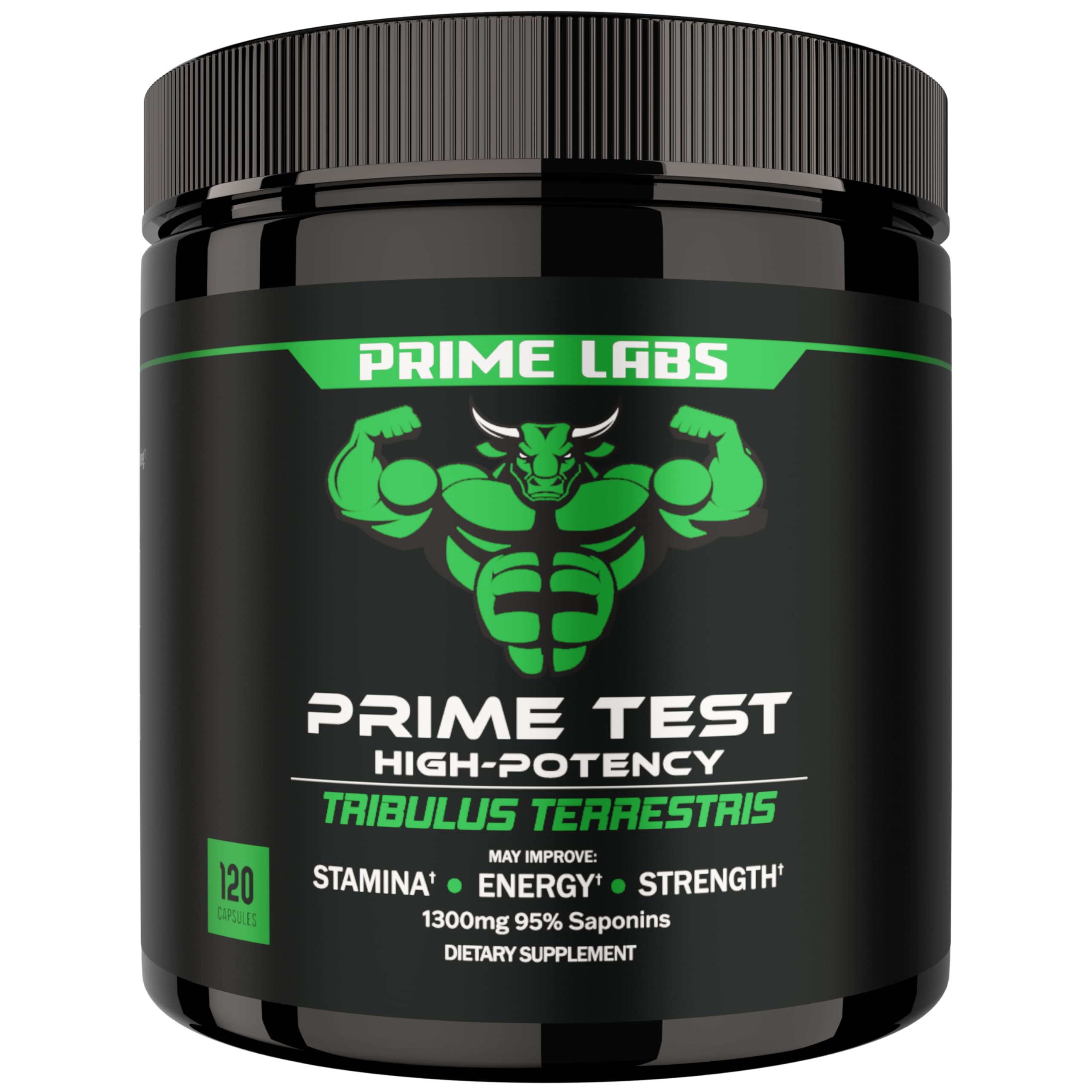 Prime Labs Tribulus Terrestris for Men 1300mg - Enhanced with 95% Saponins - Energy, Vitality, Strength - 120 Count
