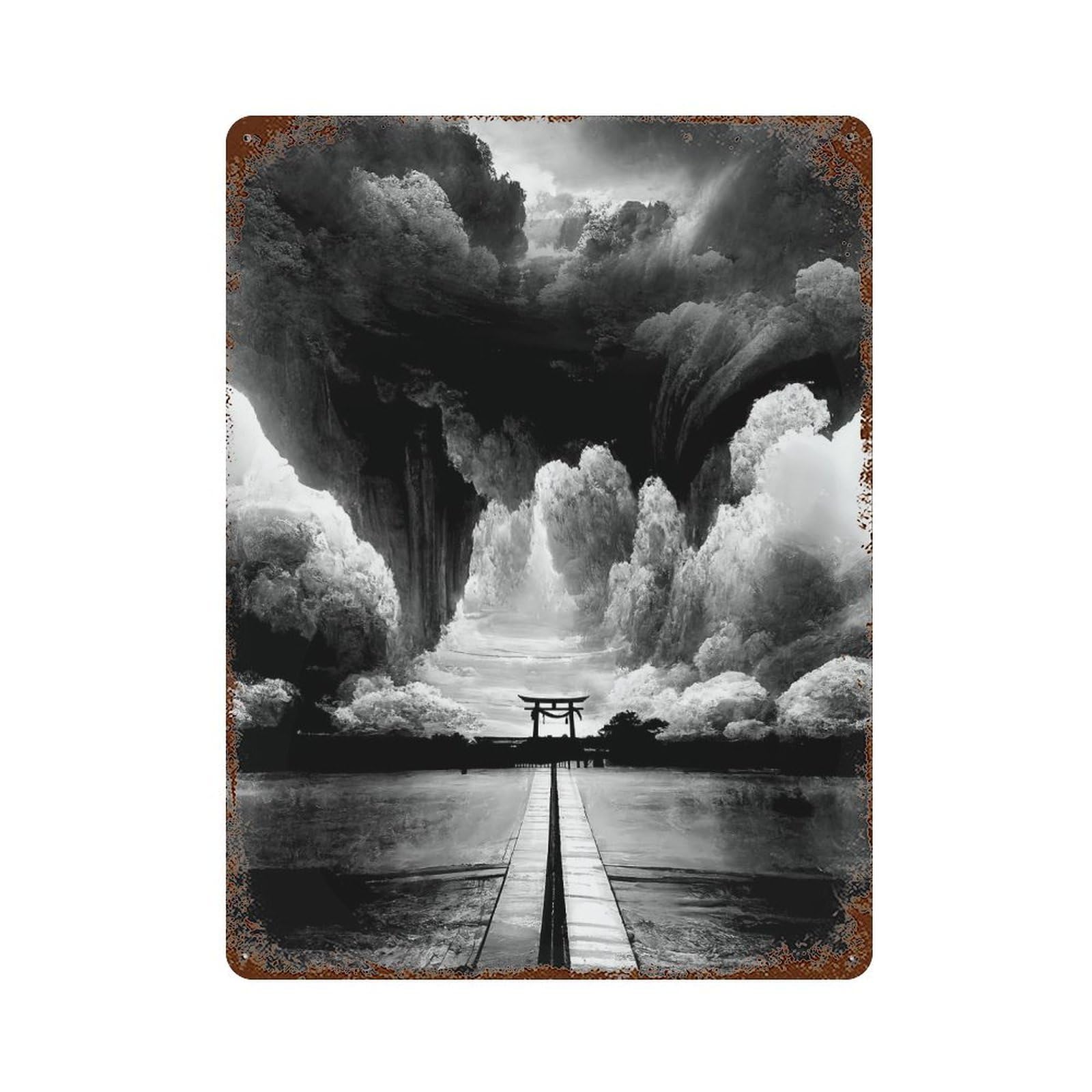 Dramatic Shrine Rustic Tin Plaque 15.7"x11.8", Novelty Wall Decor for Garage, Pub Or Kitchen