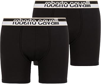 ROBERTO CAVALLI Black Cotton Jersey Stretch Boxer Brief-2-Pack-