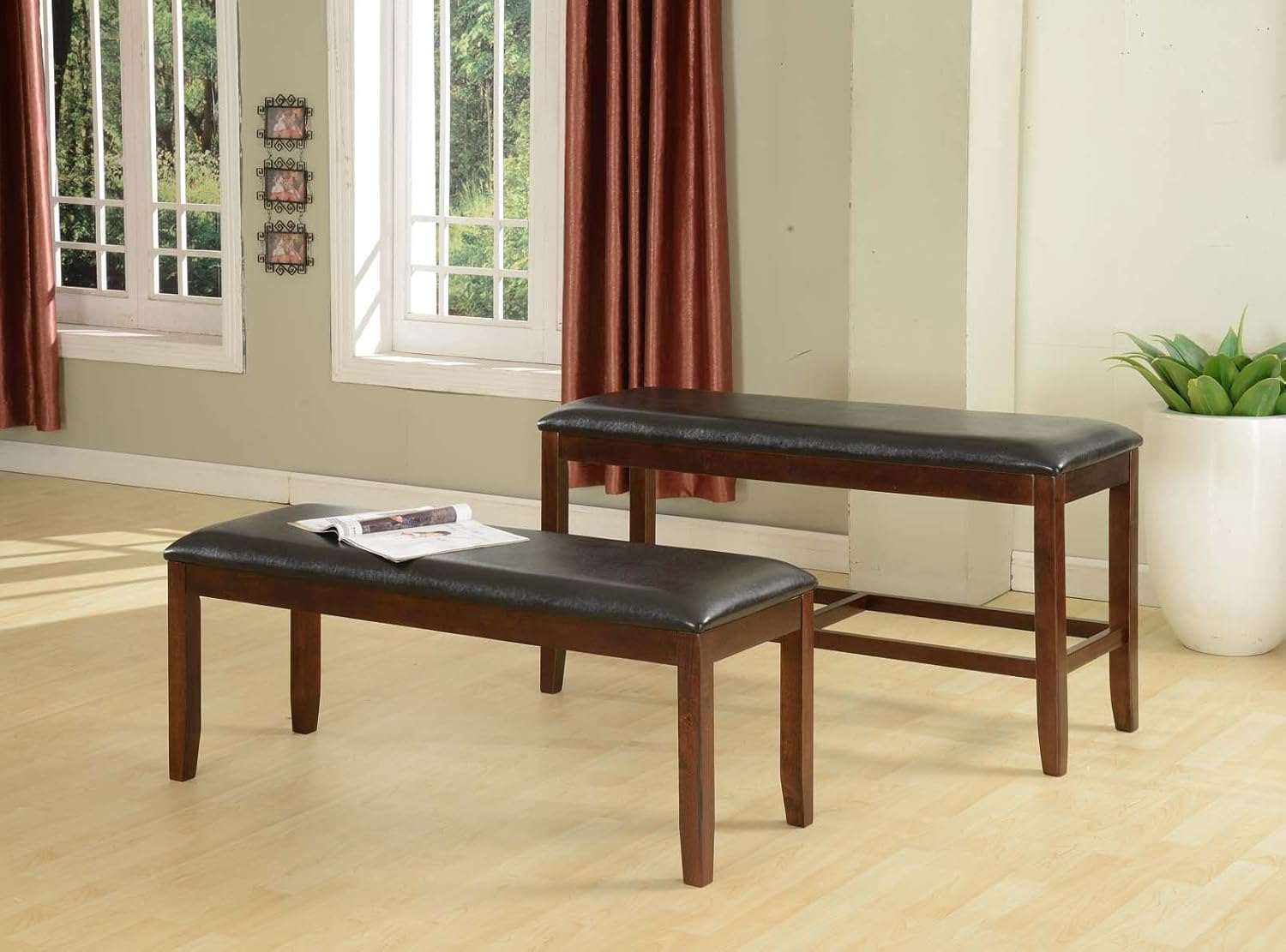 Roundhill Furniture Kecco Espresso Bonded Leather Counter