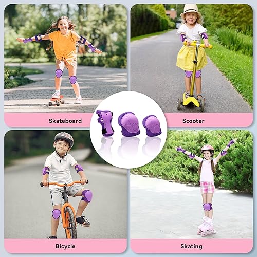 Miniatura 4 de Inkidio Rodilleras para niños, juego de protección de unicornio, rodilleras y coderas con protector de muñeca para niñas y niños, patines en línea,