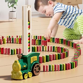 Dominoes Auto, Exciting Domino Car, Dominoes Building Blocks, Toys, Colorful, Playing Dominoes, Train Toy, Self-Propelled, Color Recognition, Shape Recognition, Track, Interest Toy, Train