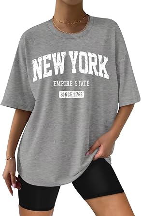 ORANDESIGNE Womens Cotton Oversized T Shirts Short Sleeve Graphic Tees