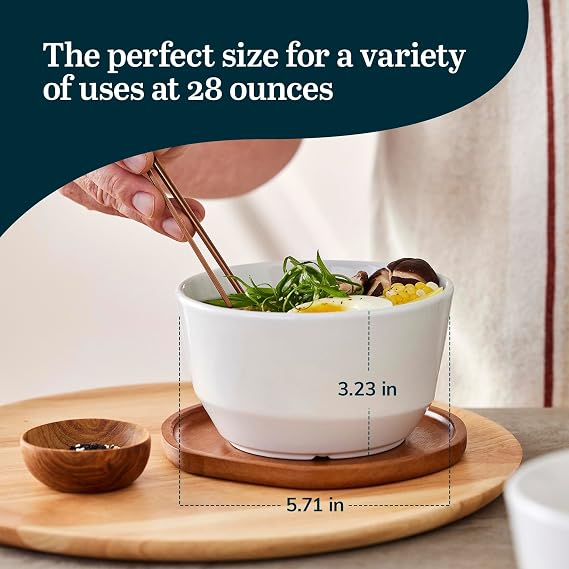 Libbey Austin Himalayan Pink Porcelain Salad Soup Bowls, Modern Style Large Soup Bowls Set of 4, Stackable Ceramic Bowls Set for Holidays, Daily Use