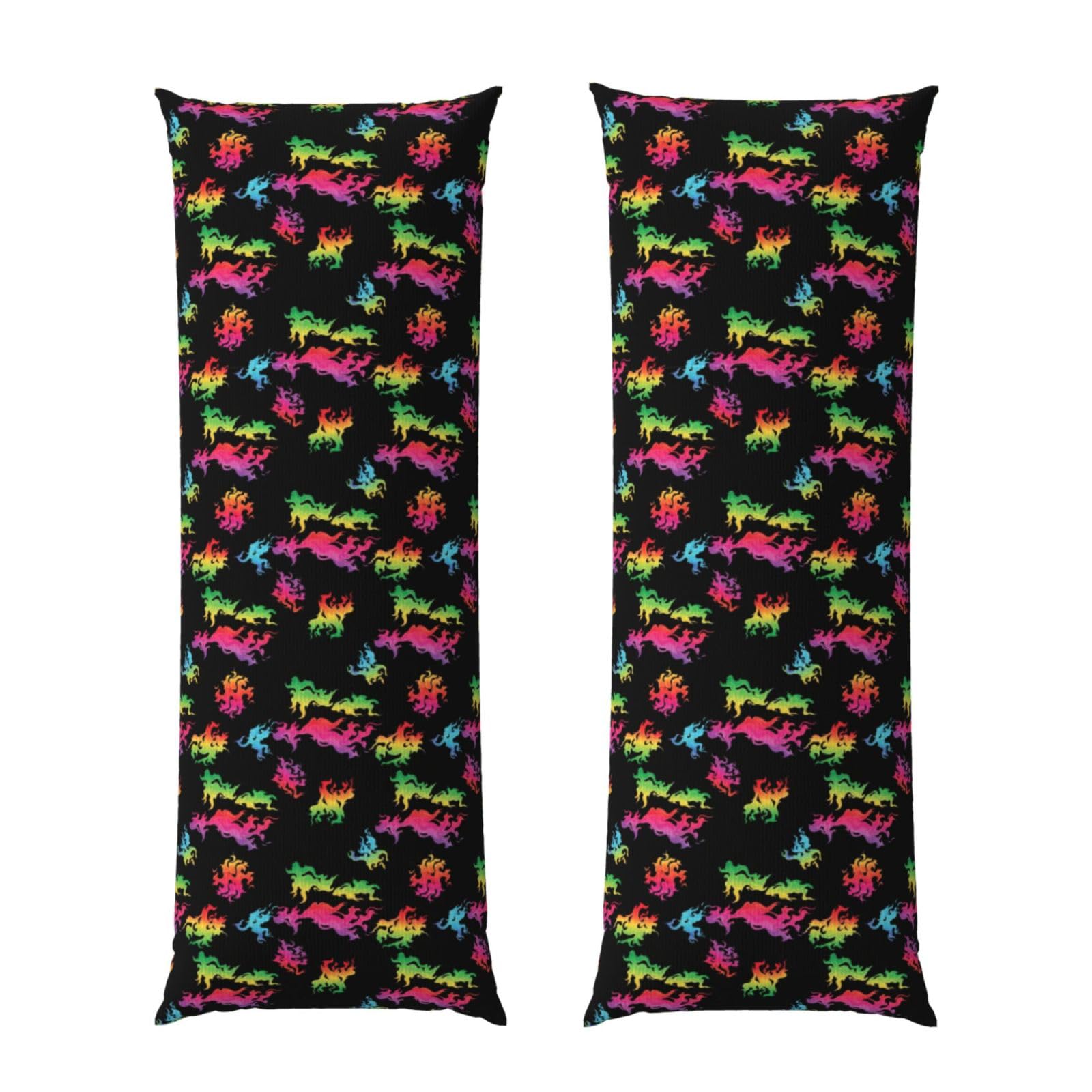 Body Pillow Cover 20x60 Fire Rainbow Dragon, Plush Flannel Long Pillowcase with Zipper, Soft Cozy Cushion Protector, Wrinkle Free for Bed Sofa Home