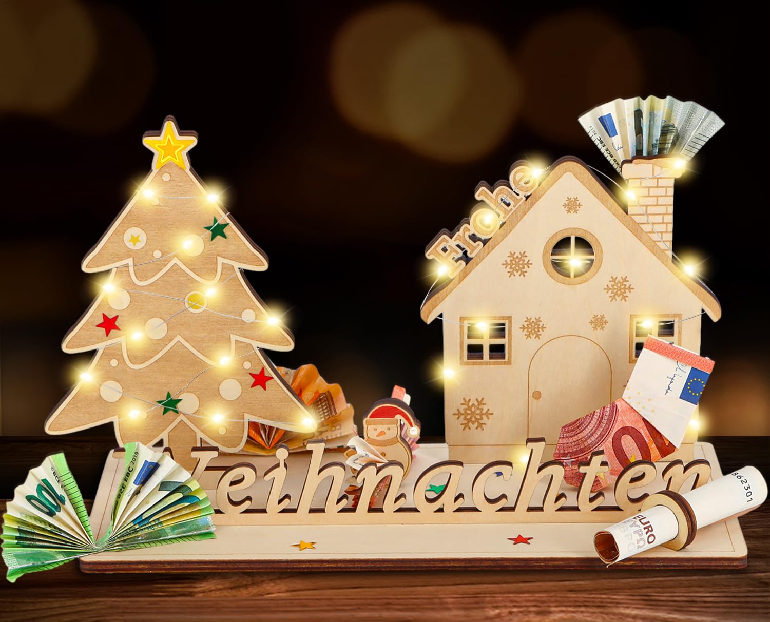 Geldgeschenk-Box Zu Weihnachten Mit LED-Lichterkette – DIY Geschenkverpackung Für Geldgeschenke