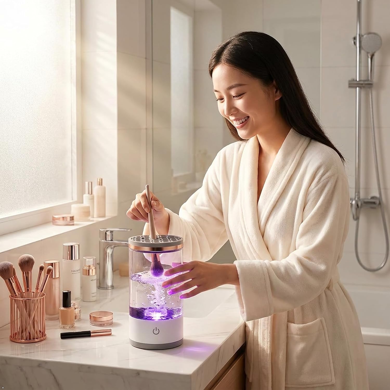Electric Makeup Brush Cleaner, Portable Automatic Washer, Suitable for Travel and Home Use, Professional Makeup Brush Cleaning Tool
