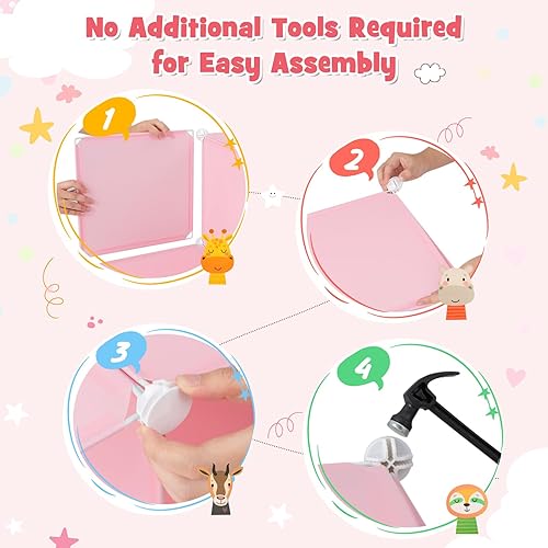 Miniatura 23 de HONEY JOY Armario para niños, organizador de almacenamiento de ropa de dibujos animados para bebés, 8 cubos y 2 secciones para colgar, armario