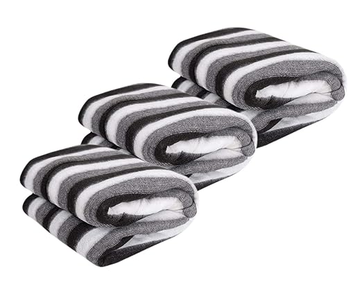 shivam Shivaan Home Furnishing Fleece Single Bed AC Blanket (60X90 Inch, Black and White Stripes) - Pack of 3, lightweight
