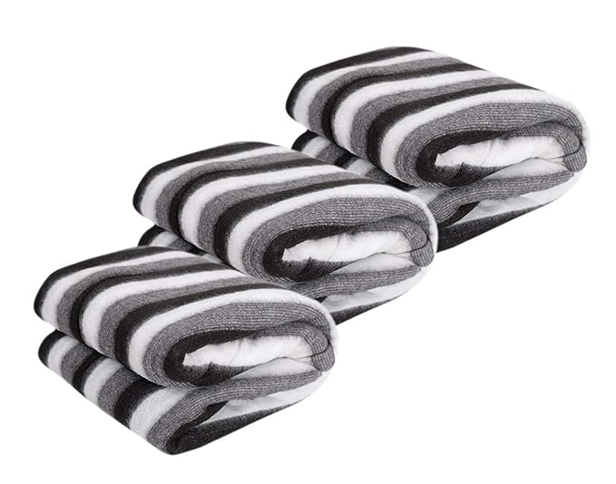 Cool Dealzz Fleece Single Bed AC Blanket (60X90 Inch, Black and White Stripes) - Pack of 3