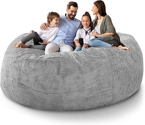 Funda para puf (solo funda, sin relleno), funda para cama de puf gigante de 6 pies para adultos, grande, redondo, suave, esponjoso, de terciopelo, disponible en Yaxa Peru