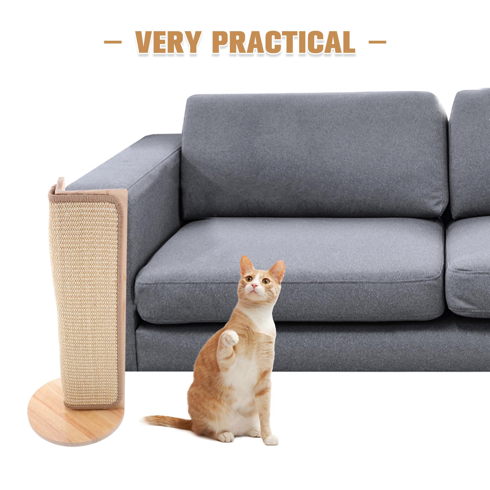 Homoyoyo Natürlicher Sisal Kratzschutz für Katzen zum Schutz von Möbeln und Sofaecken mit Holzrahmen Minimalistisches Design für Zuhause und Krallenpflege