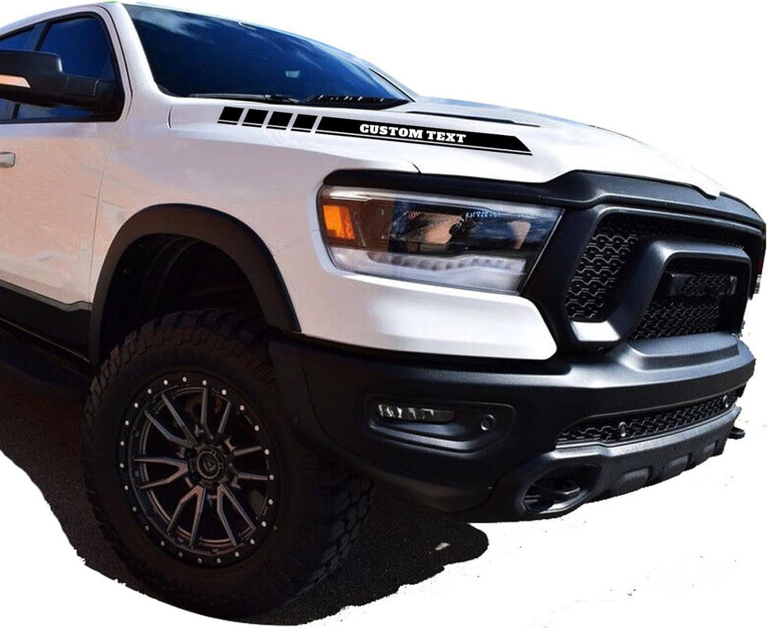 Custom Text Pickup Truck Engine Hood Decals Emblem for Dodge Ram 1500 2500 3500 2Pcs (Custom Text)