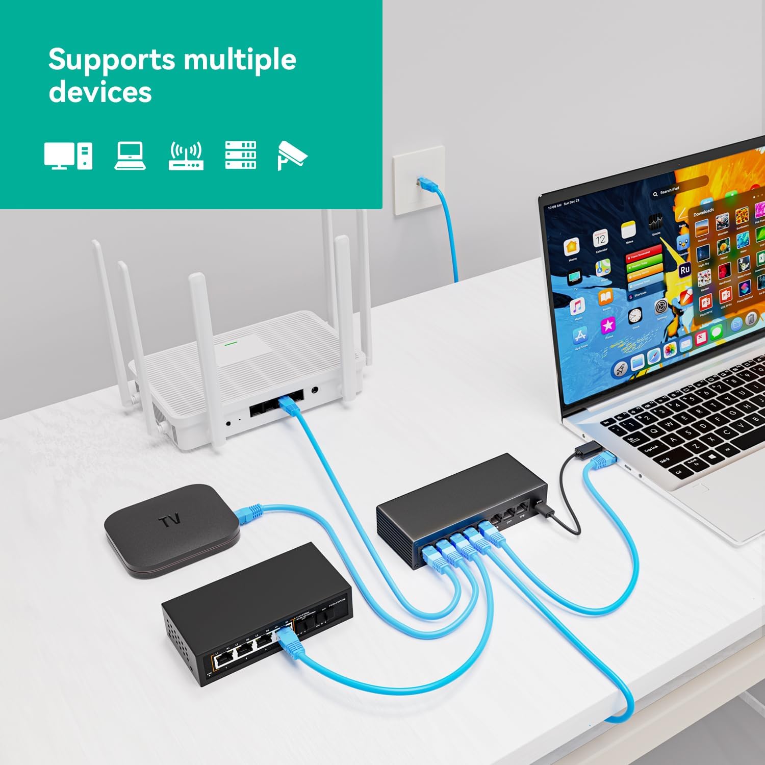 Gigabit Ethernet Switch 7 Port, 1000Mbps High Speed Network Hub, Multi Device LAN Expansion, Plug & Play, Stable No Lag Connection, RJ45 Compatible Cat5/5e/6/7/8