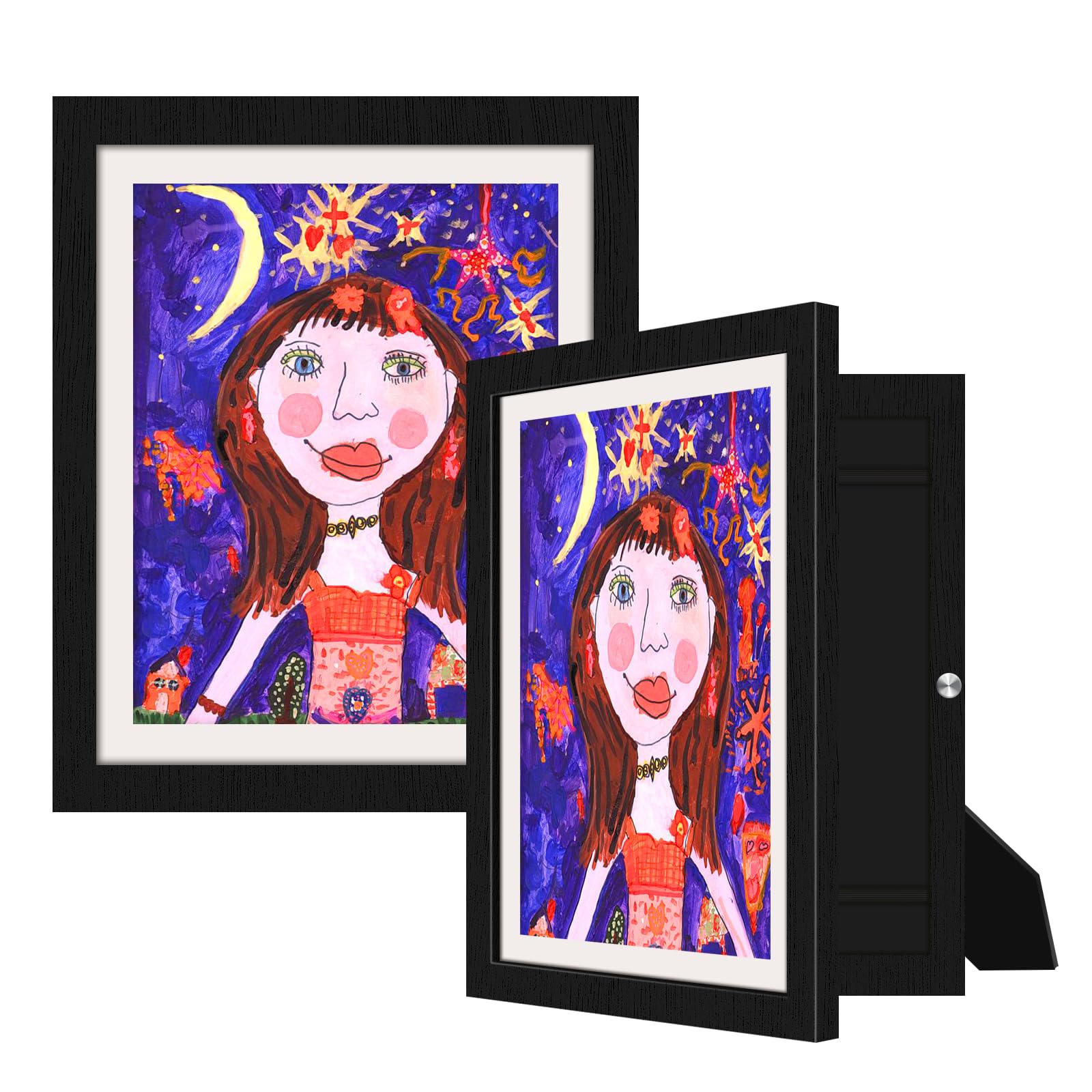 JINYUEKids Art Frame - 2pack Kids Artwork Frames Changeable - 13”×9.5” Picture Frame for Desk, Kids Drawing, Schoolwork, Children Art Projects Artworks,Photos, Easy to Change Artwork (2 Pack Black)