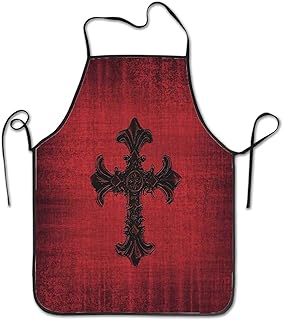 Fartuch damski wygląd średniowieczny czerwony czarny gotycki spersonalizowane fartuchy regulowane fartuch piekarzy unisex fartuchy kuchenne 52 x 72 cm do gotowania, prac domowych, restauracji