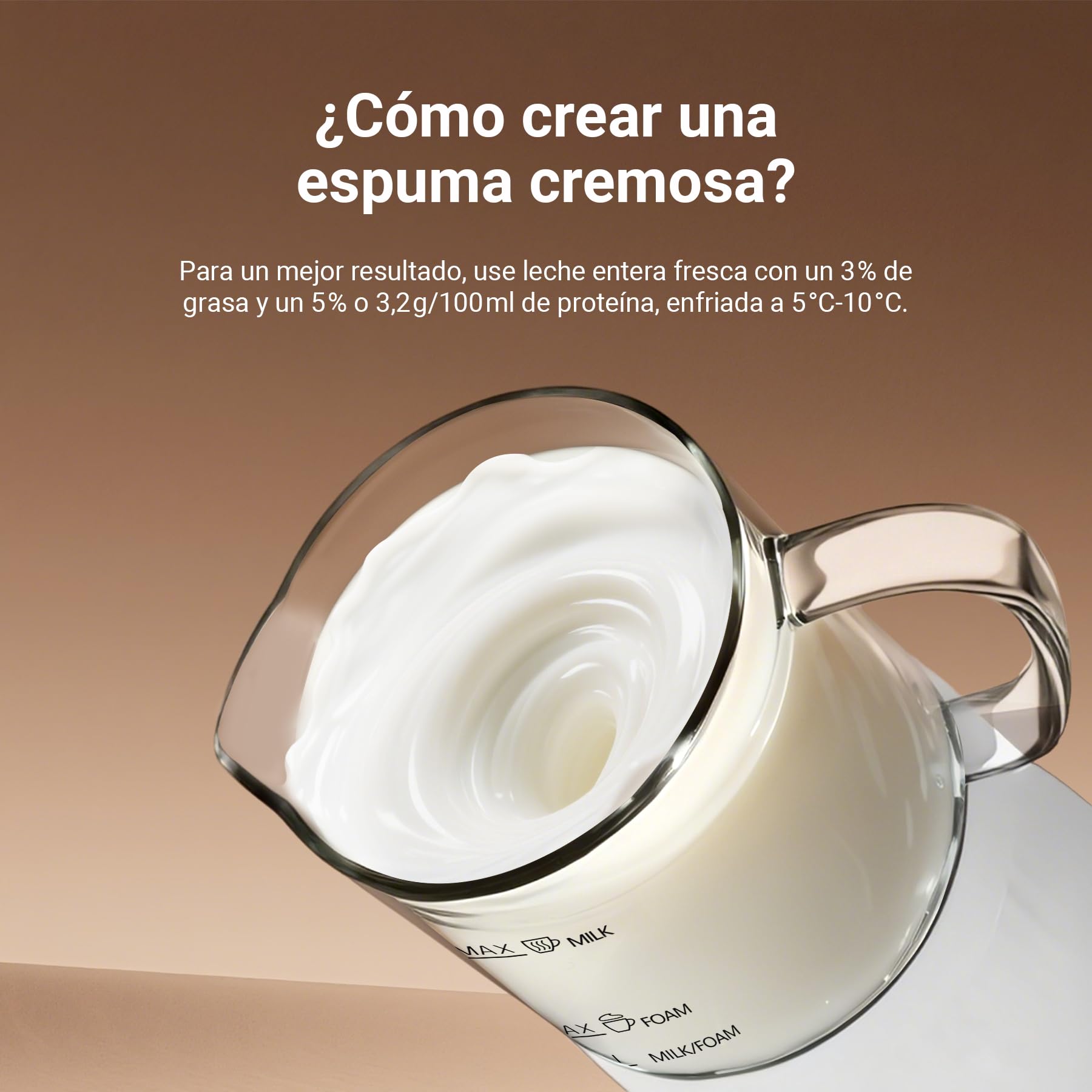 Casimhu 4 en 1 Espumador de Leche Eléctrico, Creador de Espuma Fría y Caliente, Espumador Leche Eléctrico, Calentador de Leche para Café, Latte, Capuchino, Vidrio, Blanco (Blanca)