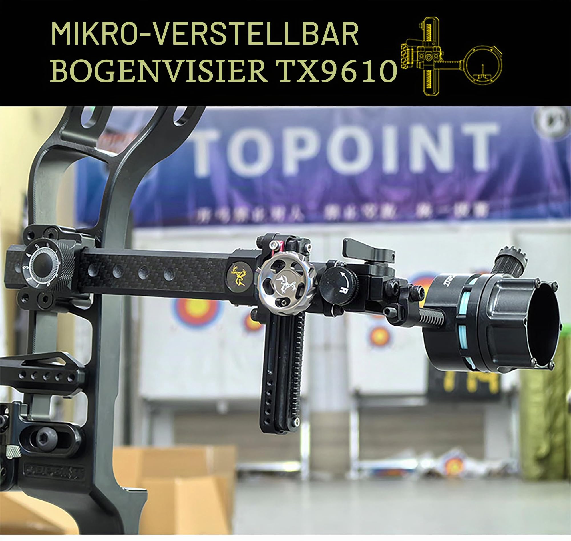 wolfman Bogenschießen Compound-Bogen Anblick 0,019" Faseroptik Mikro einstellbar einzigen Stift Anblick für Schießen Wettbewerb Jagd Zielhilfe TX9610
