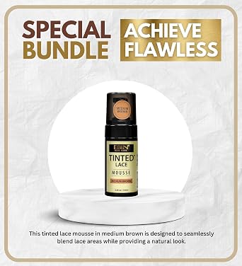 EBIN NEW YORK 4x Tinted Ebin Lace Tint Spray Mousse Medium Brown with Lightweight Foaming Formula for Natural Scalp Match and Easy Pump Application Gift Set (4 Items)