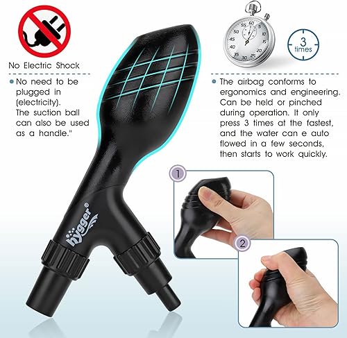 Miniatura 9 de hygger Aspiradora manual de grava de 256 GPH para acuario, funciona en segundos, limpiador de grava para acuario, cambiador de agua de bajo nivel de