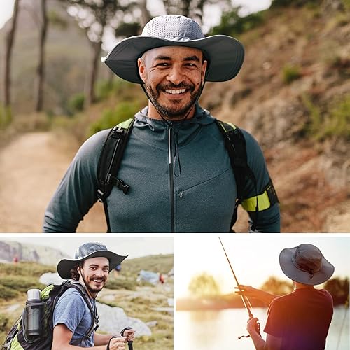 Miniatura 6 de FEICUI Sombrero de sol al aire libre para hombres y mujeres, sombrero de pescador ligero, transpirable, sombrero Boonie para pesca, camping,