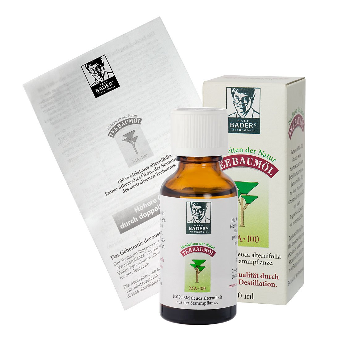 BADERs Teebaumöl. Der Klassiker aus der Apotheke. Doppelt destilliert. Desinfizierend. 100% australisches Melaleuca alternifolia (30 ml) (Packung mit 2)