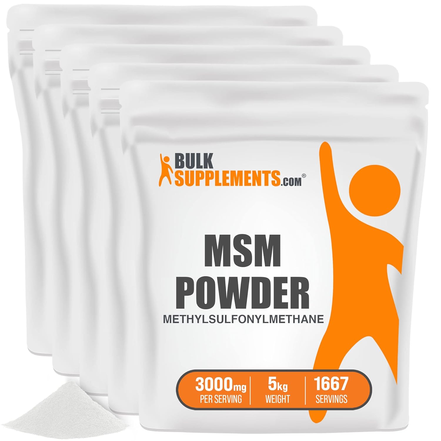 BulkSupplements com MSM Powder - Methylsulfonylmethane MSM Supplement - MSM Pure Powder MSM 3000mg - for Joint Health