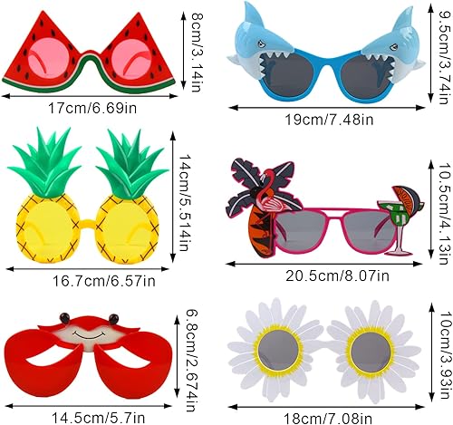 Miniatura 4 de Gafas de sol para fiesta, 6 pares de divertidos accesorios de disfraces tropicales para fiestas de verano, anteojos novedosos para niños y adultos