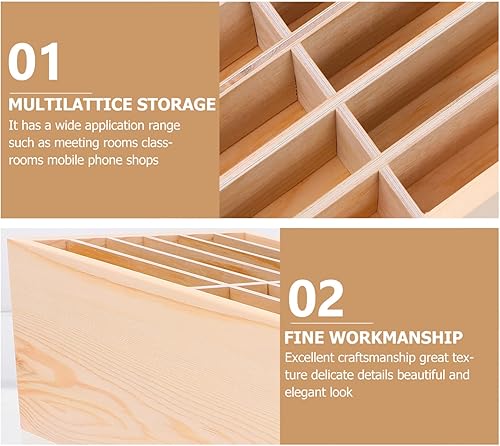 Miniatura 9 de 12- Soporte de madera para teléfono celular, organizador de escritorio para teléfono celular, caja de almacenamiento para la escuela aula oficina