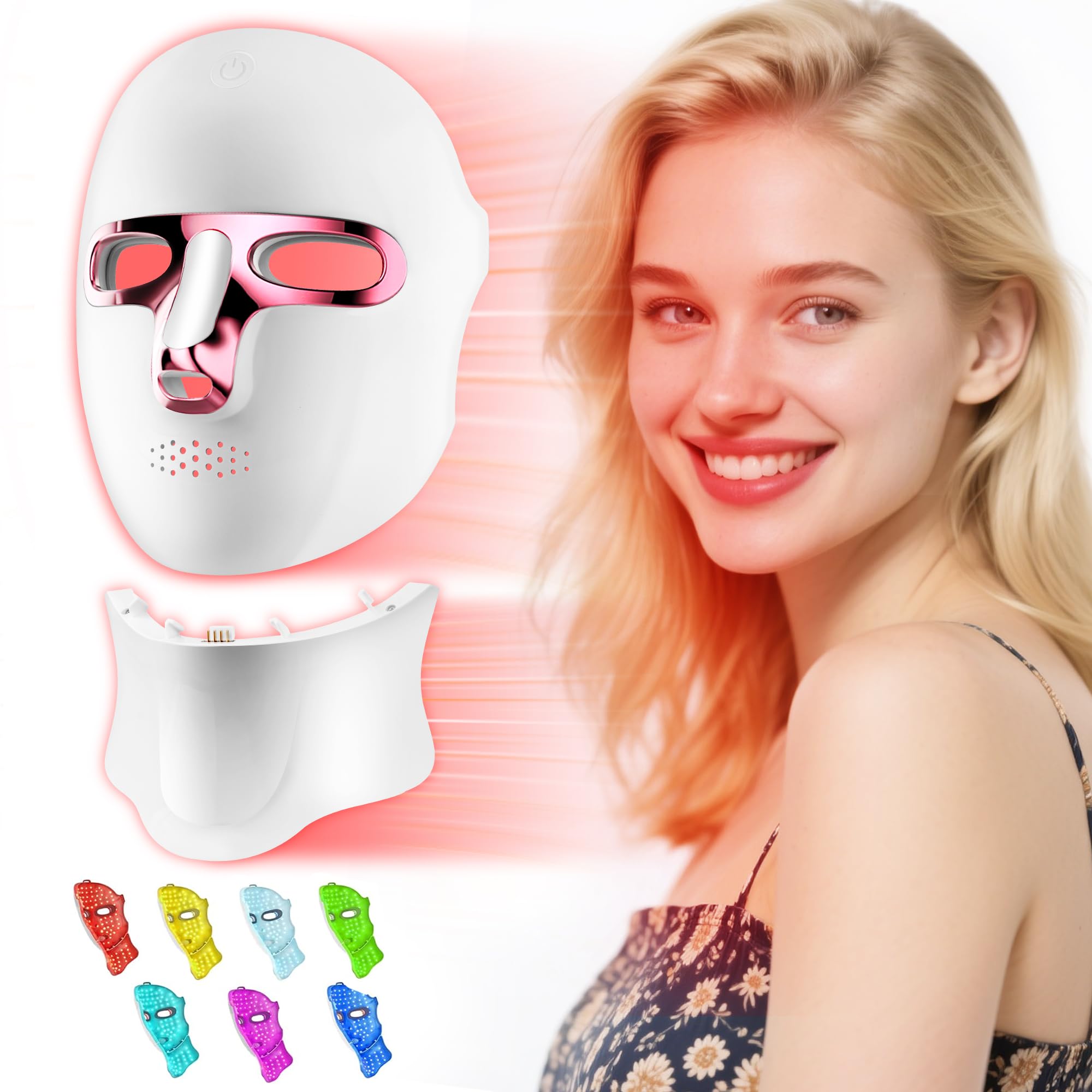Photo 1 of [MISSING HEADSTRAP & PLUG] [PARTIAL SET] Zasabel Red Light Therapy Mask for Face & Neck, Cordless LED Light Therapy Mask, Red & Infrared Light, USB-C Rechargeable, Portable for Home Working Travel Yoga Sleep