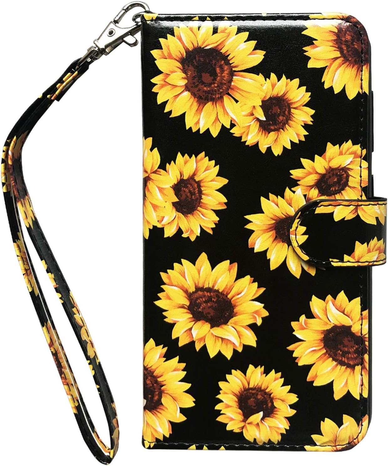 J.west Flip Floral Wallet Case for iPhone SE 2020/iPhone 8/iPhone 7, Premium PU Leather Case with Kickstand Card Holder ID Slot Wristlet Shockproof Protective Cover for iPhone 7/8 4.7 Sunflowers