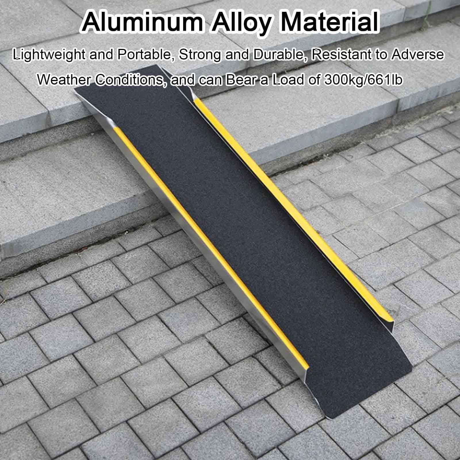 25 cm Aluminiowe Rampy Progowe, 2 Sztuki, 100 cm, 120 cm, 150 cm, Udźwig 300 Kg, Antypoślizgowe Rampy Załadunkowe z Powierzchnią Pokrytą Żwirem, Lekkie i Wytrzymałe(120cm/47in)
