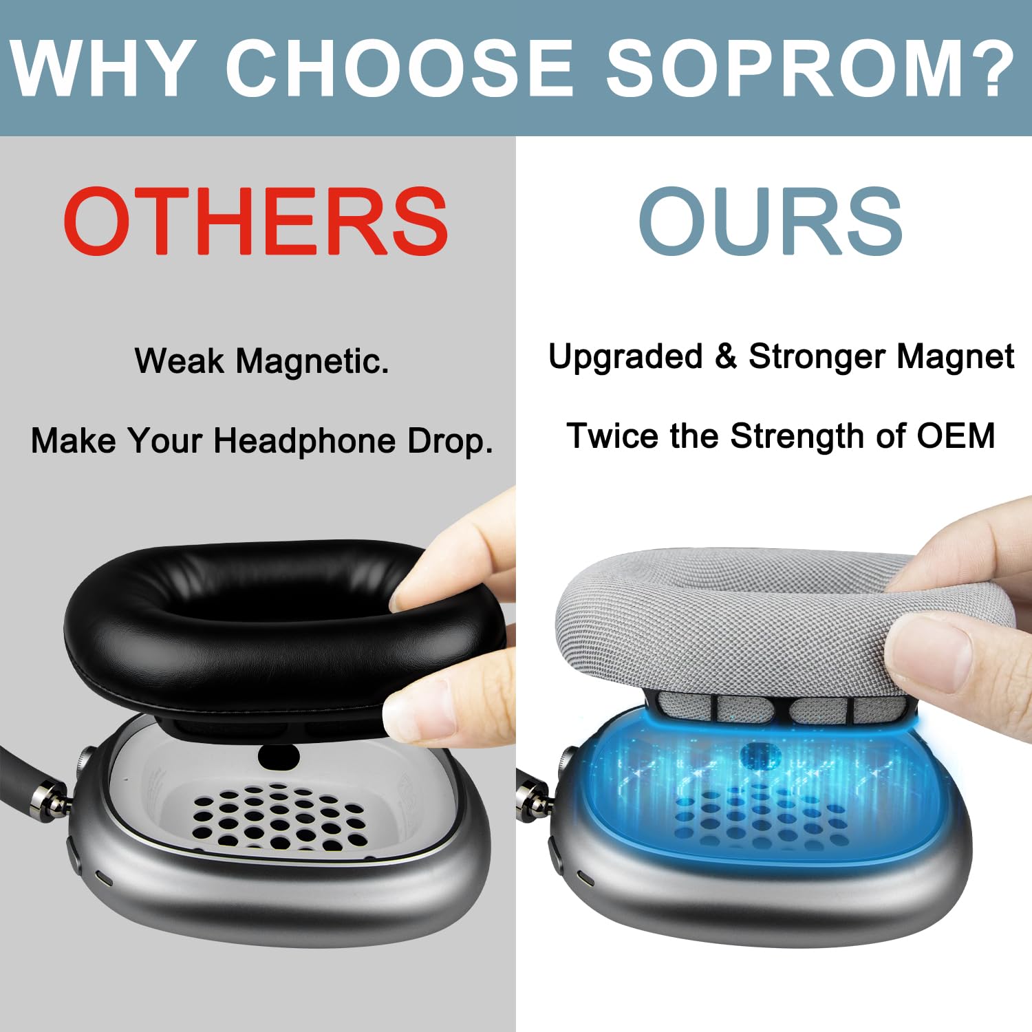 Vervangende Oorkussens voor AirPods Max Hoofdtelefoon van MMOBIEL – Mesh Fabric Koptelefoon Oorkussens – Noise Isolation Hoofdtelefoon Earpads – Grijs