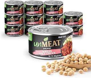 unMEAT Plant Based Meat | Easy to Prepare Plant Based Protein | Vegan Meat with Less Calories, Korean-Flavored Spicy Chicken, 12 pack