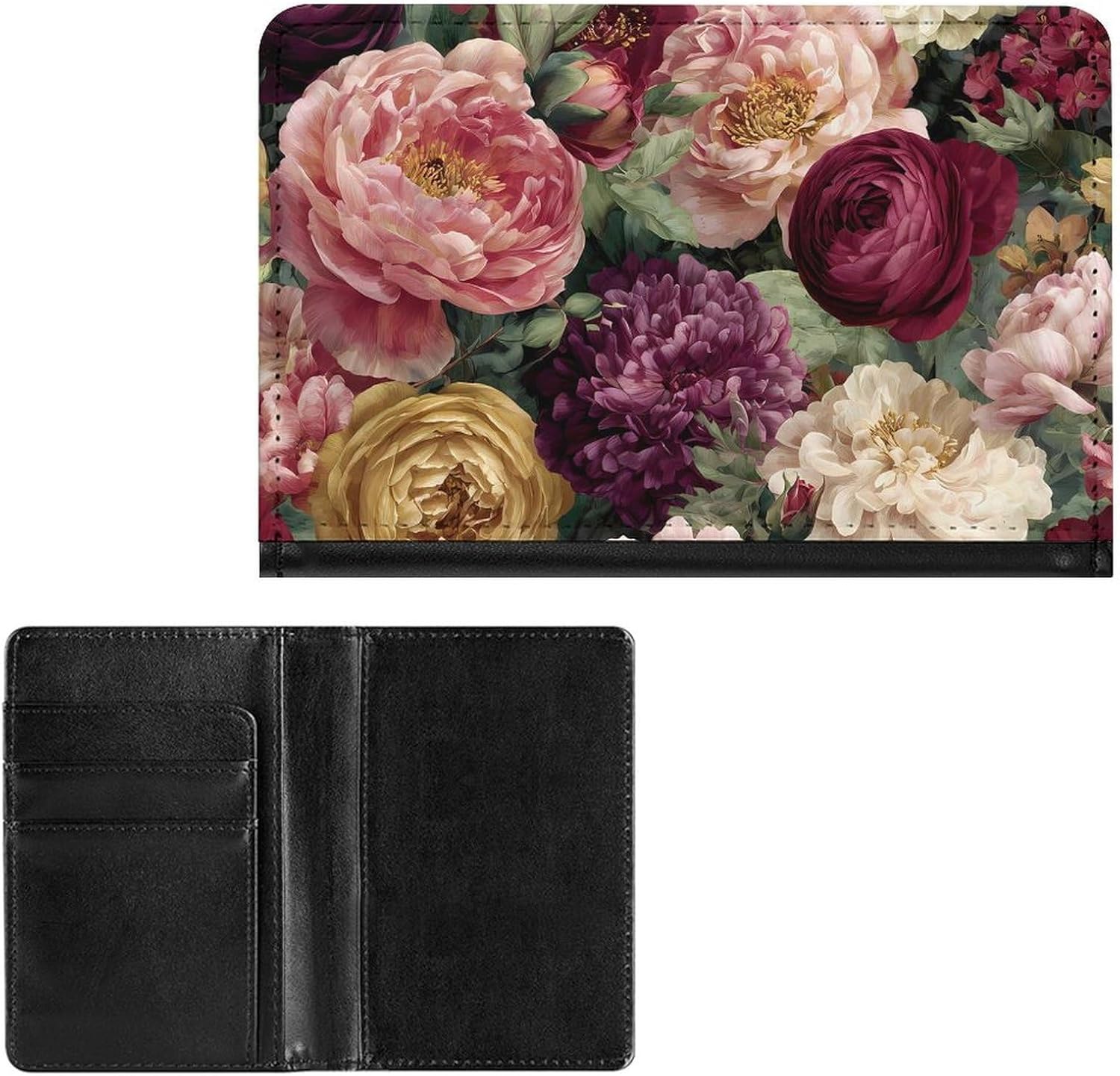 Roses Peonies Buttercup Passport Card Holder Cover Case Protector Wallet Cute Travel Essentials