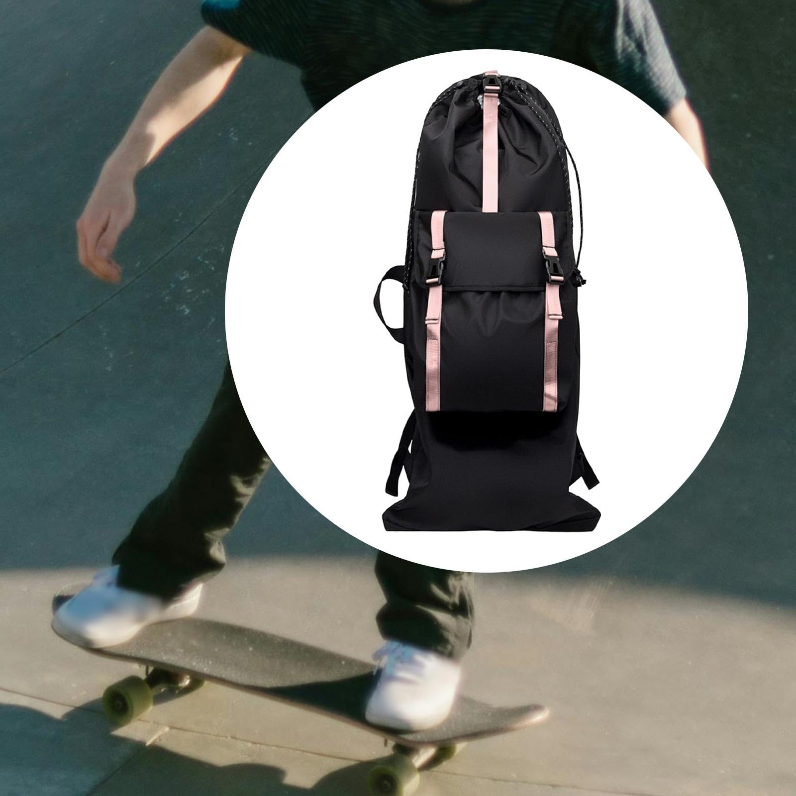 LOVIVER à Dos de Skateboard, à Dos réfléchissant, de Transport Multifonctionnel pour Longboard, à de pour Le, Rose