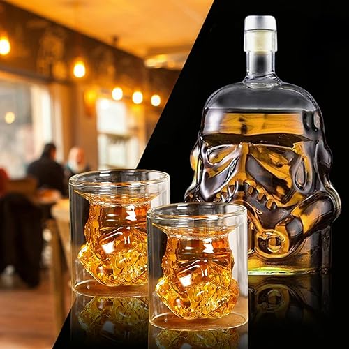 Miniatura 4 de Tfwadmx Decantador de whisky creativo transparente de 25.4 fl oz, jarra de whisky, juego con 2 copas de vino (5 onzas), vasos de whisky para vino,