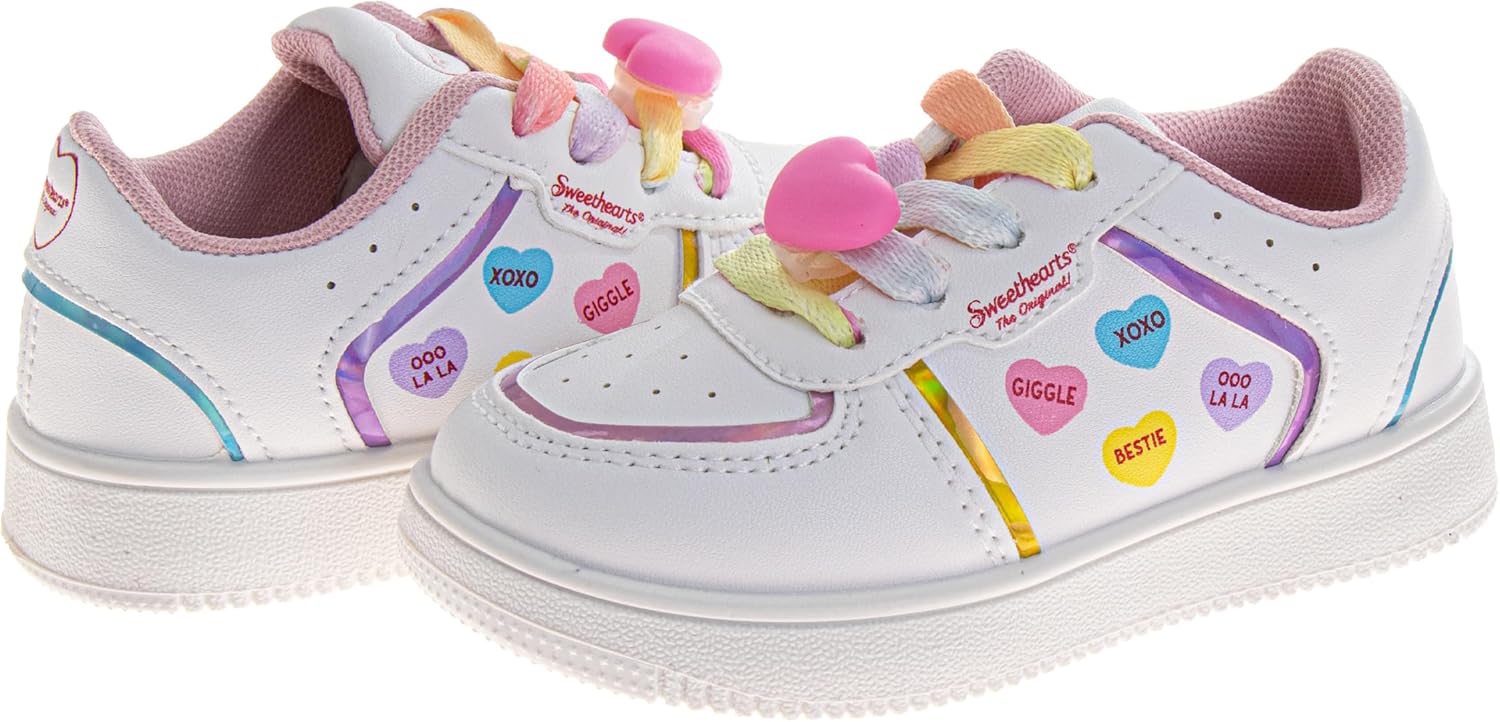 Josmo Sweethearts Sneakers for Girls - Valentine Sneaker Lightweight Breathable Fashion Shoes (Sizes: 5-10 Toddler Kids) - Image 4