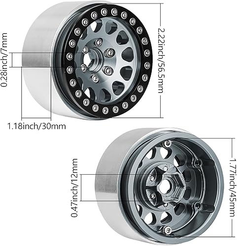 Miniatura 3 de HobbyPark Ruedas Beadlock de aluminio 1.9 para rastreador RC a escala 110, compatible con Traxxas TRX4 Axial SCX10 Redcat Gen 8 RC4WD, 4 piezas