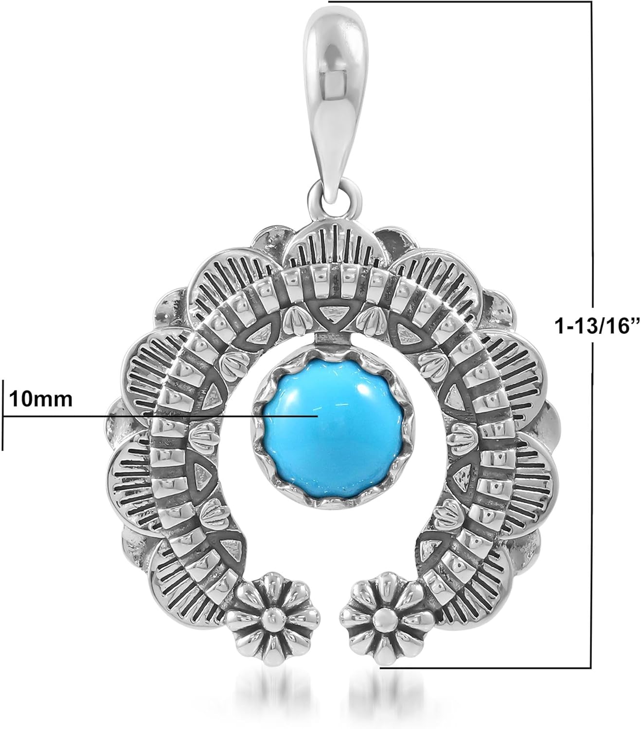 American West Jewelry Sterling Silver Genuine Gemstone Round Cut Naja Pendant Enhancer
