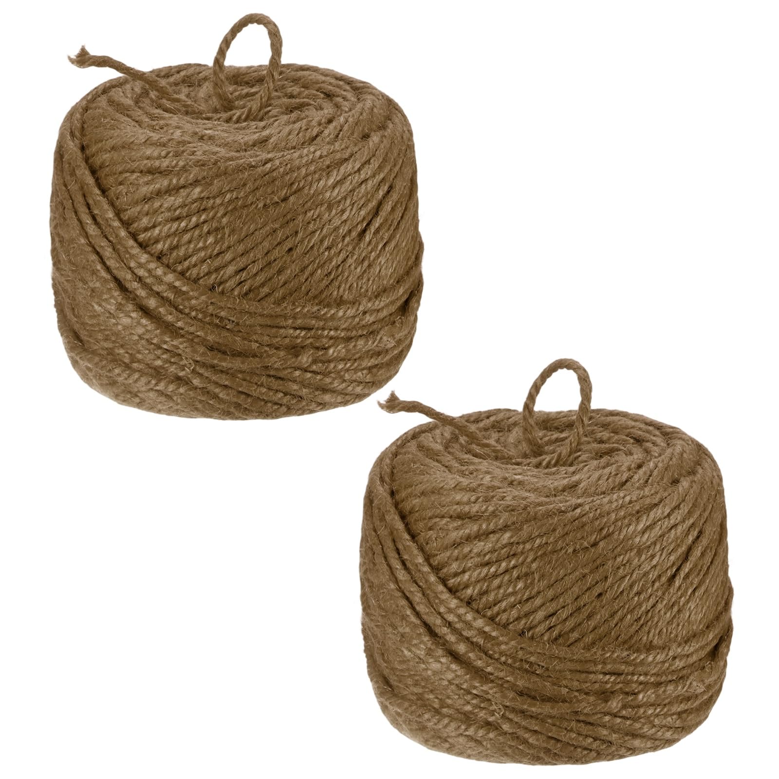 M METERXITY 2-Pack Jute Twine String 3mm x 328ft/100m, Dark Brown